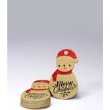 Vice Kardan Adam Temalı Yeni Yıl Etiketi-Merry Christmas-Kraft Yılbaşı Etiketi(3,8x6,5 Cm)60 Adet - Kahve