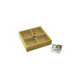 Vice KARE 4 BÖLMELİ=2IN1=BÖLMESİZ ÇOK AMAÇLI KUTU AHŞAP BAMBU SERVİS SUNUM TEPSİ - TAHTASI 22X22X5CM GO-5