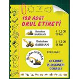 Vice Kişiye Özel Iş Makinesi Temalı Etiket ( 198 Adet Defter Kalem Okul Etiketi ) - --