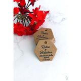 Vice Minik Bal Kavanozu Etiketi / Nikah-Söz Etiketi / 100 Adet Kraft Altıgen Etiket (3,5x4 Cm) - Kahve