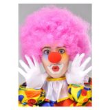 Vice Pembe Renk Kıvırcık Afro Bonus Peruk Takma Saç ve Kırmızı Burun Seti GO-53-vice 04895