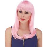 Vice Soft Pembe Renk Uzun Düz Parti Peruğu GO-53-vice 04561