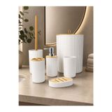 Vichy 6’lı Banyo Seti Sabunluk Diş Fırçalık Sıvı Sabunluk Çöp Kovası Tuvalet Fırçası Organizer