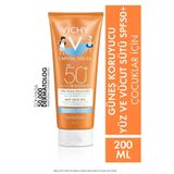 Vichy Capital Soleil Wet Skin Gel SPF50+ 200 ml (Çocuklar için suda ve yüzdükten sonra bile etkinliğini koruyan çok yüksek korumalı yüz ve vücut sütü)