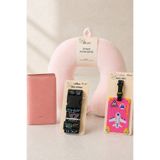 VICHY Seyahat Seti Boyun Yastığı Pasaport Kılıfı Valiz Kemeri & Etiketi 4’lü Travel Set PEMBE