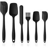 Vicloon Silikon Mutfak Yardımcısı, 6 Adet Silikon Spatula, Çorba Kaşığı, Fırın Fırçası, Spatula, Isıya Dayanıklı Yapışmaz, Paslanmaz Çelik Dikişsiz Tek Parça Tasarım (Siyah)