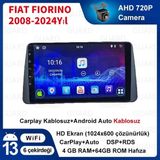 Victor Fıat Fiorino 2008-2024Yıl Android Kablosuz Carplay Navigasyon Multimedya 9 Inch Ekran 4G Ram 64GB Hafıza,Arka kamera hediye - Siyah