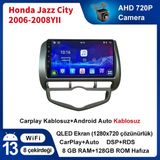 Victor Honda JAZZ City2006-2008 oto Kılma Android Sürüm 13 Kablosuz Carplay Navigasyon Multimedya 9 Inç Kuantum Ekranı 8G Ram + 128GB Hafıza Çerçeveli ve arka görüş kameralı - Siyah