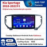 Victor Kia Sportage 2018-2021 Yıl Android Sürüm 13 Kablosuz Carplay Navigasyon Multimedya 9 Inç Ekran 4G Ram + 32GB Hafıza Çerçeveli ve arka görüş kameralı - Siyah