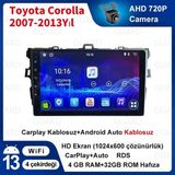 Victor Toyota Corolla 2007-2013 Android Kablosuz Carplay Navigasyon Multimedya 9 Inch Ekran 4G Ram 32GB Hafıza - Siyah