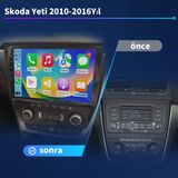Victor Volkswagen Skoda Yeti 2010-2016 Android Sürüm 13 Kablosuz Carplay Navigasyon Multimedya 10 Inç Ekran 4G Ram + 64GB Hafıza Çerçeveli ve arka görüş kameralı - Siyah