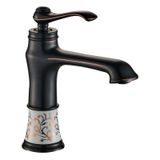 Victoria Porselen Desenli Siyah Lavabo Bataryası