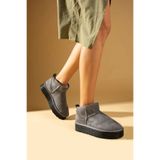 Victoria Shoes Bot & Bootie Ultra Mini Süet Gri Bot Içi Tüylü / Kürklü Kadın Ayakkabı Bot