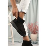 Victoria Shoes Bot & Bootie Ultra Mini Süet Siyah Bot Içi Tüylü / Kürklü Kadın Ayakkabı Bot