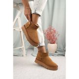 Victoria Shoes Bot & Bootie Ultra Mini Süet Taba Tarçın Bot Içi Tüylü / Kürklü Kadın Ayakkabı Bot