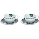 Victorian Garden Collection Yeşil Porselen Çay Fincanı ve Tabağı - Standart