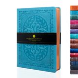 Victoria's Journals Günlük, suni deri, vintage, sert kapak, çizgili not defteri, eski moda seyahat günlüğü, A5, boyut 14,5 x 20,5 cm, açık mavi