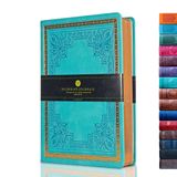 Victoria's Journals Günlük, suni deri, vintage, sert kapak, çizgili not defteri, eski moda seyahat günlüğü, A5, boyut 14,5 x 20,5 cm