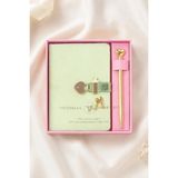 Victoria's Journals Hush Hush Peluş Kilitli Günlük ve Sır Defteri Hediye Seti - Kalemli - Mint Green - A6