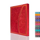 VICTORIA'S JOURNALS Magnet Journal, Oyma Vintage Defter Suni Deri Sert Kapak Kişisel Günlük Çizgili Sayfalar Şerit Yer İmi, 8 “x 5,7", Mat Kırmızı