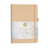 Victoria's Journals Sert Kapaklı Lastikli Tarihsiz Kalın Yapraklı Noktalı 14x20 cm Bej Defter