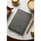 Victoria's Journals Smyth Stripes A5 Esnek Kapak Vegan Deri Defter – 192 Sayfa, 80 gr Ivory Kağıt, Renkli Kenar - Gri
