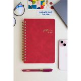Victoria's Journals Spiralli Vegan Deri Tarihsiz Planlayıcı İngilizce A5 100 gr 176 Sayfa - Kırmızı