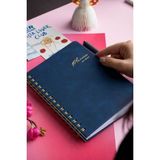 Victoria's Journals Spiralli Vegan Deri Tarihsiz Planlayıcı İngilizce A5 100 gr 176 Sayfa - Lacivert