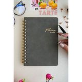 Victoria's Journals Spiralli Vegan Deri Tarihsiz Planlayıcı İngilizce A5 100 gr 176 Sayfa - Siyah
