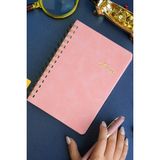 Victoria's Journals Spiralli Vegan Deri Tarihsiz Planlayıcı İngilizce A5 100gr 176 Sayfa - Pembe