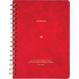 Victoria's Journals Vegan Deri Esnek Kapaklı Spiralli Defter A5 100 gr 128 Sayfa Çizgili Kırmızı