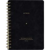 Victoria's Journals Vegan Deri Esnek Kapaklı Spiralli Defter A5 100 gr 128 Sayfa Çizgili Siyah