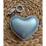 Victoria's Secret Heart Pouch Keychain Silver Metallic