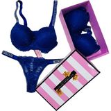 Victoria's Secret Victoria"s Secret Pusch Up Set Alt Üst Dolgulu Sütyen ve Külot Takım 2"liset - Mavi