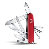 Victorinox 1.3713.B1 Huntsman Çakı (Blisterli) | Sağlam çakı, ahşap testere, makas ve tirbuşon, kamp, yürüyüş ve günlük kullanım için, 91 mm, kırmızı, İsviçre Malı