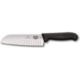 Victorinox Fibrox Santoku bıçağı, tırtıklı kesim, ekstra keskin bıçak, paslanmaz çelik, bulaşık makinesinde yıkanabilir, siyah, 17 cm