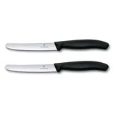 Victorinox | Mutfak bıçağı seti | 2 adet siyah | bıçak uzunluğu: 11 cm | ekstra keskin tırtıklı | ergonomik saplı sofra bıçağı