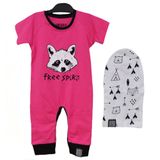 Victory 84783 Raccoon Şapkalı Fuşya 3-6 Ay Bebek Tulumu