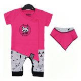 Victory 87036 Raccoon Fularlı Kravuze Tulum 6-9 Ay Fuşya Bebek Tulumu