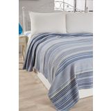 Vicuna Home Softy Pamuklu Battaniye, Tek Kişilik 150x200 cm, 4 Mevsim, Mavi Çizgili