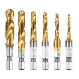 Vida açan burgu Qibaok 6 parçalı mini 1/4 " HSS M3-M10 vida altıgen şaft İndirici aletler için matkap ucu seti Titan makine matkap ucu Bits ahşap plastik ince alüminyum, sert metal için uygun değildir