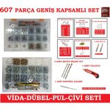 Vida -Dübel-Pul-Çivi -Hırdavat Seti 607 Parça Kullanışlı Set