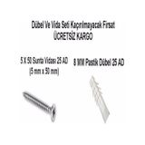Vidal Ve Dübel Seti 25 Ad 5X50 Vida 8 Mm Plastik Dübel