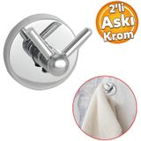 Vidalı Banyo Lavabo Askısı Çatal 2'li Askılık Krom Renk Metal Sağlam Aparat Bornoz Havlu Asma Askı