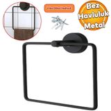 Vidali Kare Siyah Havluluk Lavabo Banyo Mutfak Aparat Standi Bez Havlu Askisi Paslanmaz Metal