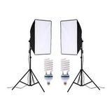 Video ve Fotoğraf için 50 x 70 CM Softbox 2'li Sürekli Işık Seti + 85 W 2 x Spiral Ampul