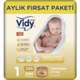 Vidy Baby Premium No:1 Yenidoğan 288 Adet Bebek Bezi