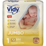 Vidy Baby Premium No:1 Yenidoğan 72 Adet Bebek Bezi