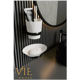 VİE HOUSE Güçlü Yapışkanlı Siyah Diş Fırçalık Katı Sabunluk Diş Fırçası Tutacağı Kalıp Sabun Tutacağı 2Li set