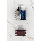VİE HOUSE Yapışkanlı Metal Diş Fırçalık + Katı Sabunluk 2’Li Set